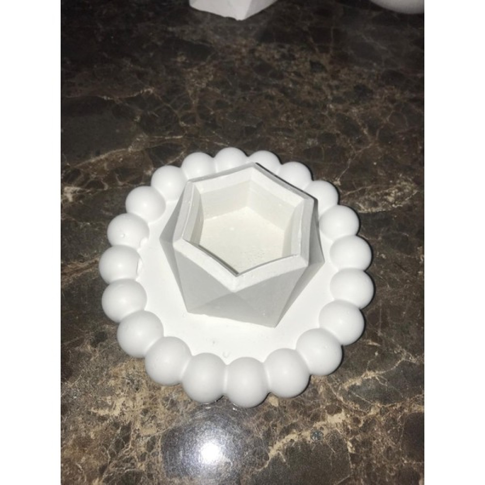 Cappadocia Box Yuvarlak Geometrik Bubble Tealight Beton Mumluk, Tabaklı Dekoratif Hediyelik Set Ham Beyaz Şamdan Fiyatı