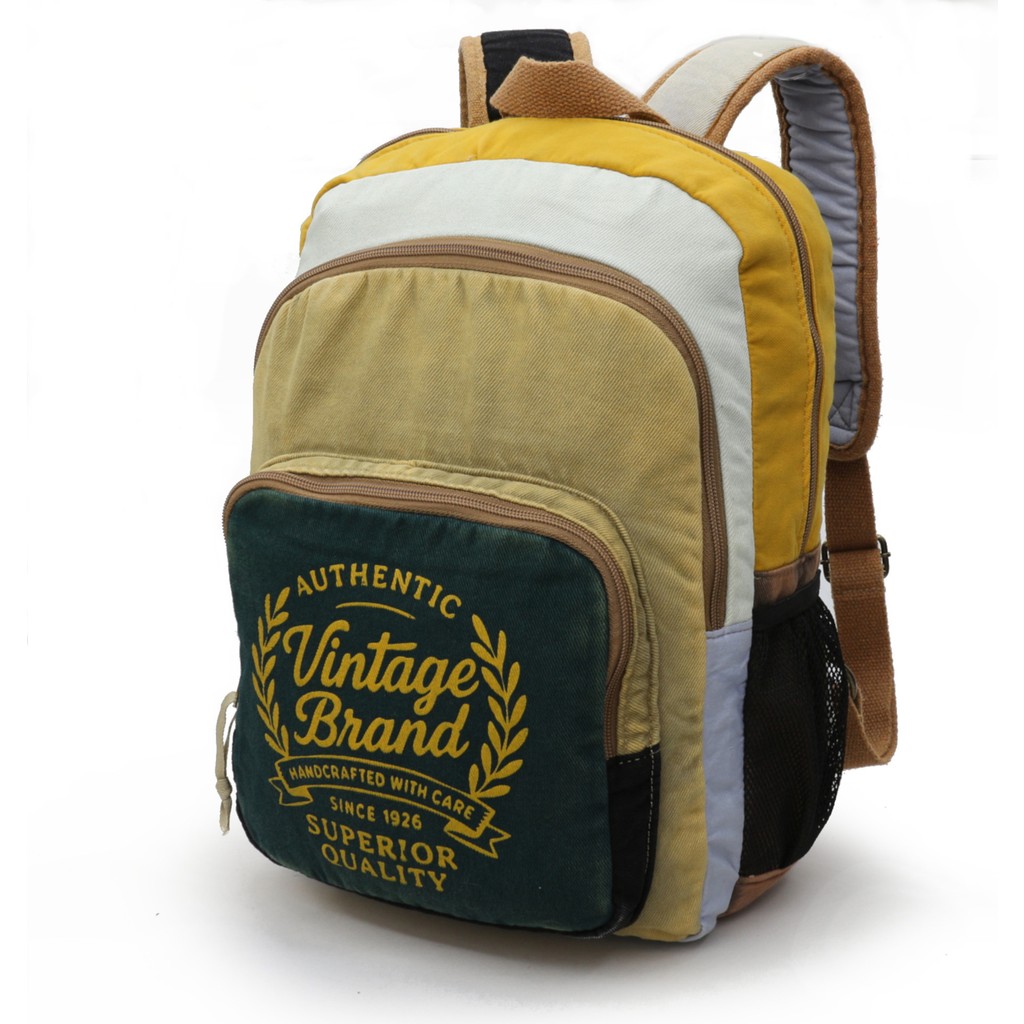 Cappadocia Vintage 4034 Patara Yeşil Krem Bej Sırt Okul Seyahat 15.6 Inç Inch Laptop Günlük Notebook Yumuşak Pamuk Kumaş Çanta Bayan Sırt Çantası Fiyatı