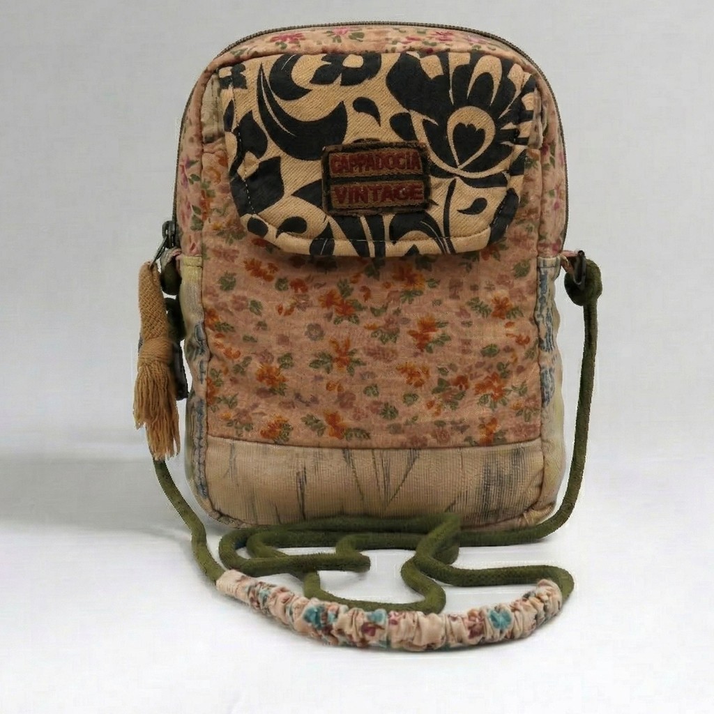 Cappadocia Vintage Kadın Açık Kahverengi Çiçek Desenli Omuz Çantası - Bohem Tarz Mini El ve Telefon Çantası Diğer Fiyatı