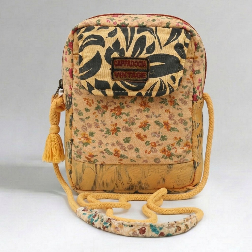 Cappadocia Vintage Kadın Kavun Içi Çiçek Desenli Omuz Çantası - Bohem Tarz Mini El ve Telefon Çantası Diğer Fiyatı
