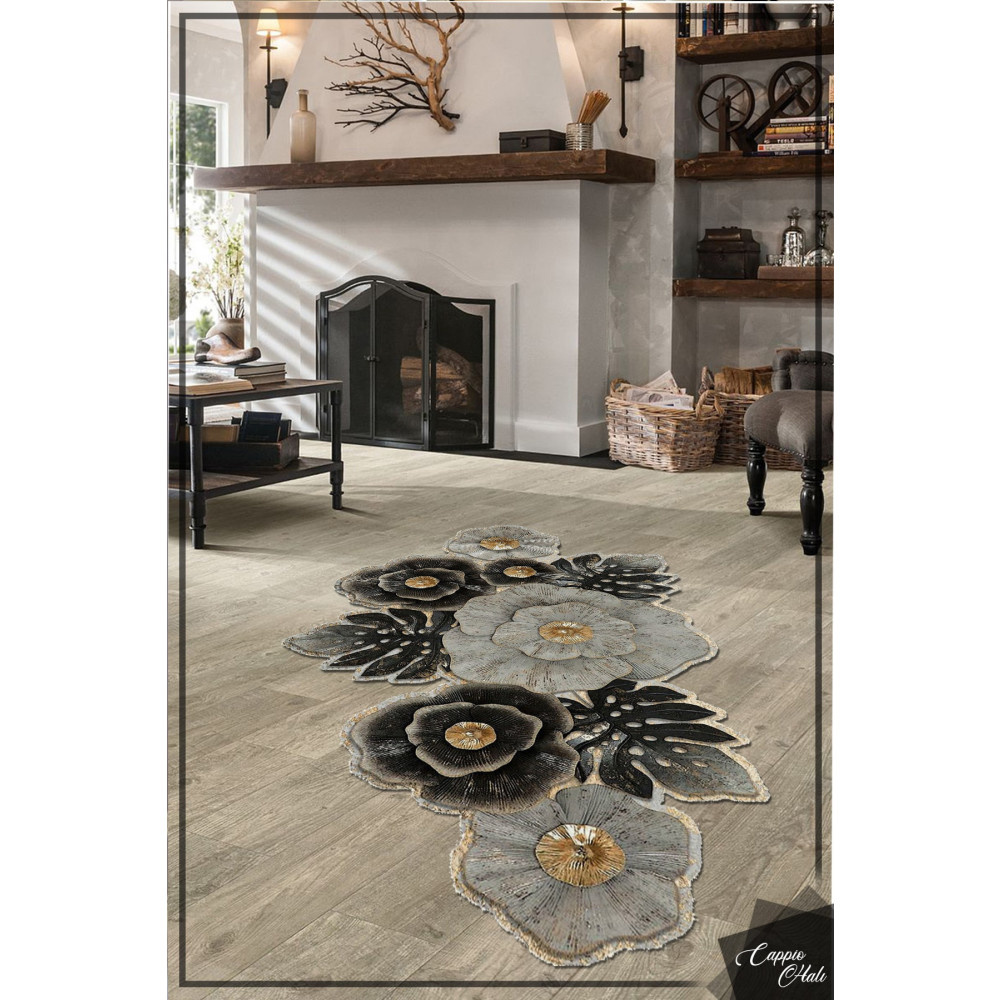 CAPPİO HALI Lazer Kesim Çiçek Desenli Dekoratif Halı Makinada Yıkanabilir Kaymaz Dot Taban Cp1126 160 x 230 Beden Kilim Fiyatı