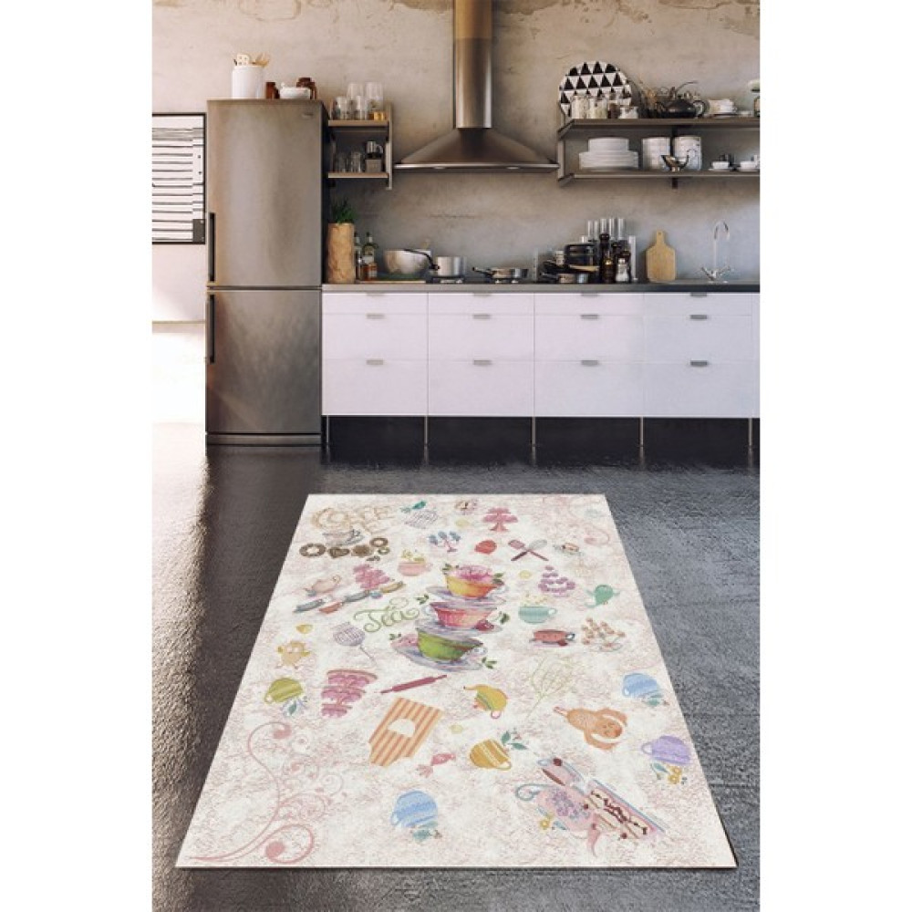 Cappio Halı Mutfak Gereçleri Desenli Mutfak Halısı Makinede Yıkanabilir - Renkli - 80 x 80 cm Salon Halısı Fiyatı