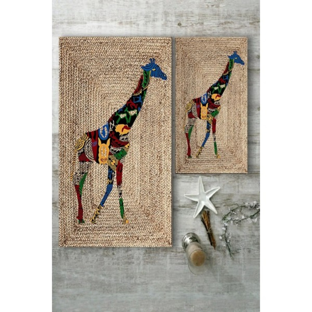 Cappio Halı Renkli Zürafa Desenli Jüt 2'li Halı Takımı (60 x 100 - 40 x 60) - ESTA1228 Klozet Takımı Fiyatı