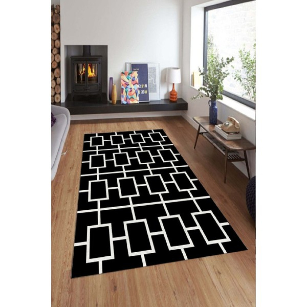 Cappio Halı Siyah Kutu Desenli Makinada Yıkanabilir Halı Makinede Yıkanabilir - Renkli - 80 x 80 cm Salon Halısı Fiyatı