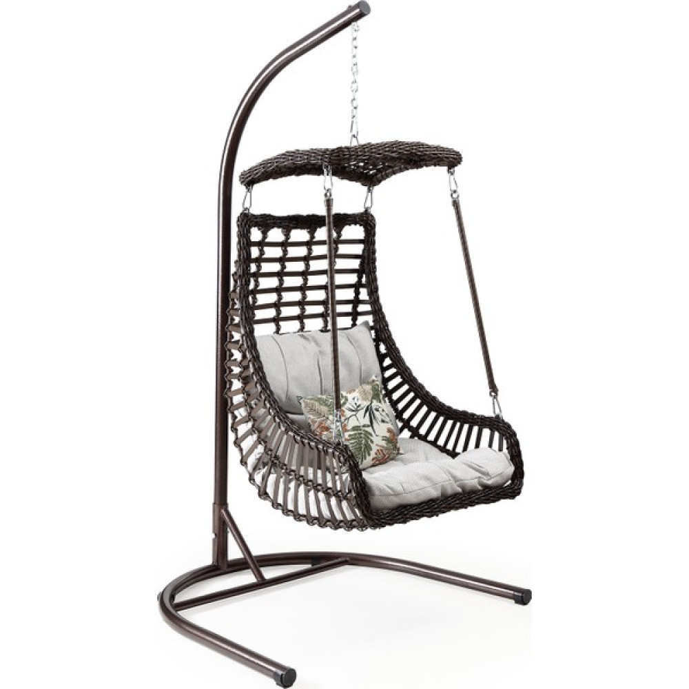 Capri Swing - Alaçatı - Tek Kişilik Rattan Bahçe Balkon Salıncağı - Kahverengi Bahçe Salıncağı Fiyatı