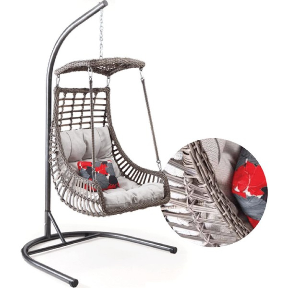 Capri Swing Alaçatı Tekli Rattan Bahçe Balkon Salıncağı - Açık Gri Bahçe Salıncağı Fiyatı