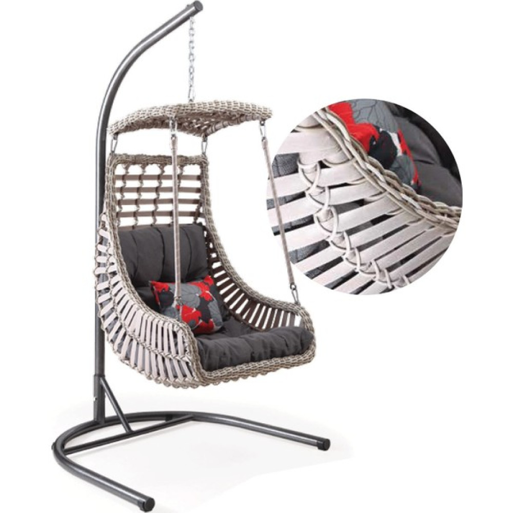Capri Swing Alaçatı Tekli Rattan Bahçe Balkon Salıncağı - Kırık Beyaz Bahçe Salıncağı Fiyatı