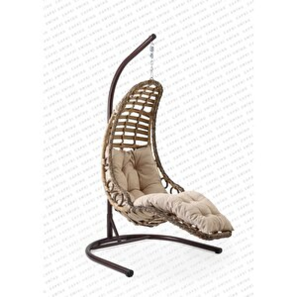 Capri Swing Bodrum Tekli Rattan Bahçe Salıncağı | Balkon Salıncağı Açık Kahve Bahçe Salıncağı Fiyatı