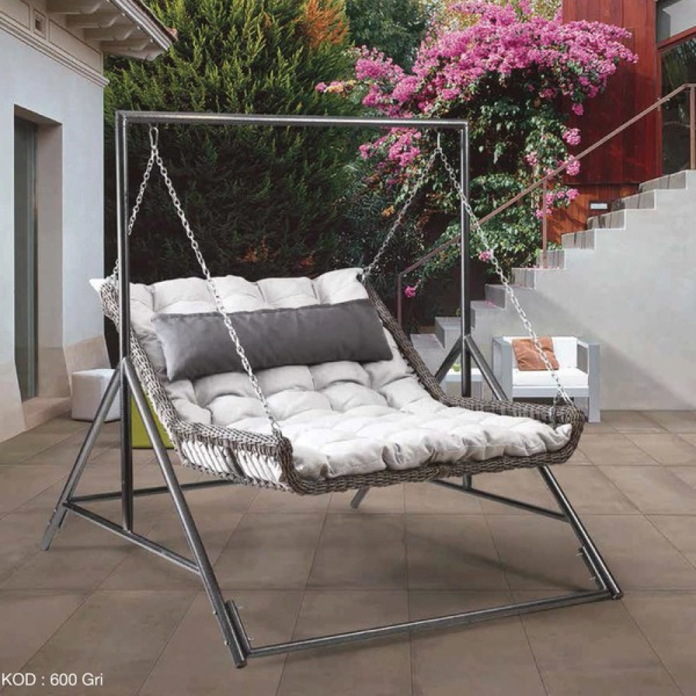 Capri Swing Capri Bed Çiftli Rattan Bahçe Balkon Salıncağı - Açık Gri Bahçe Salıncağı Fiyatı