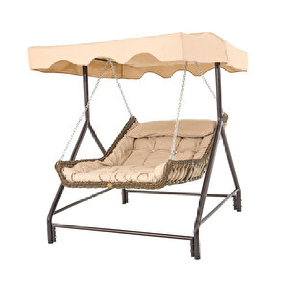 Capri Swing Capri Bed Tenteli Çift Kişilik Rattan Bahçe Balkon Salıncağı Bej Bahçe Salıncağı Fiyatı