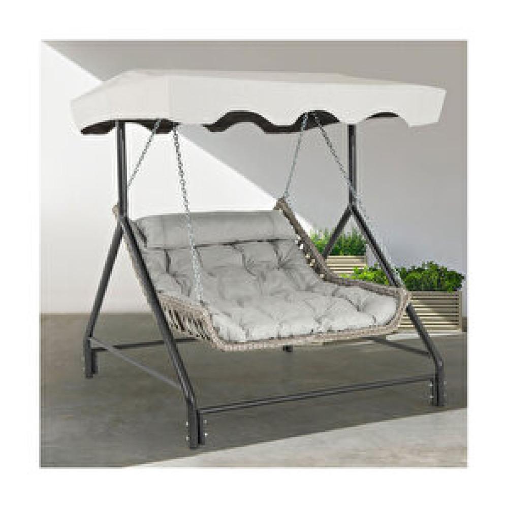Capri Swing Capri Bed Tenteli Çift Kişilik Rattan Bahçe Balkon Salıncağı Beyaz Bahçe Salıncağı Fiyatı