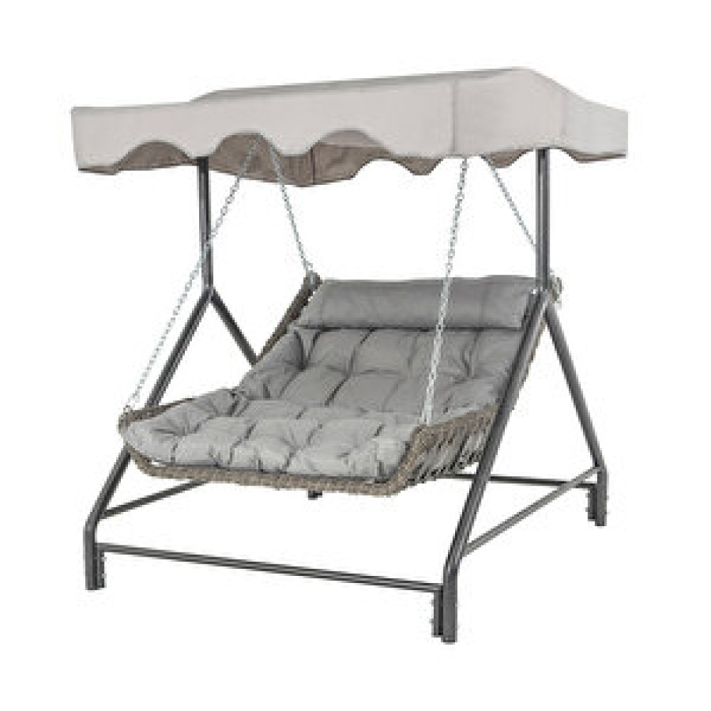 Capri Swing Capri Bed Tenteli Çift Kişilik Rattan Bahçe Balkon Salıncağı Gri Bahçe Salıncağı Fiyatı