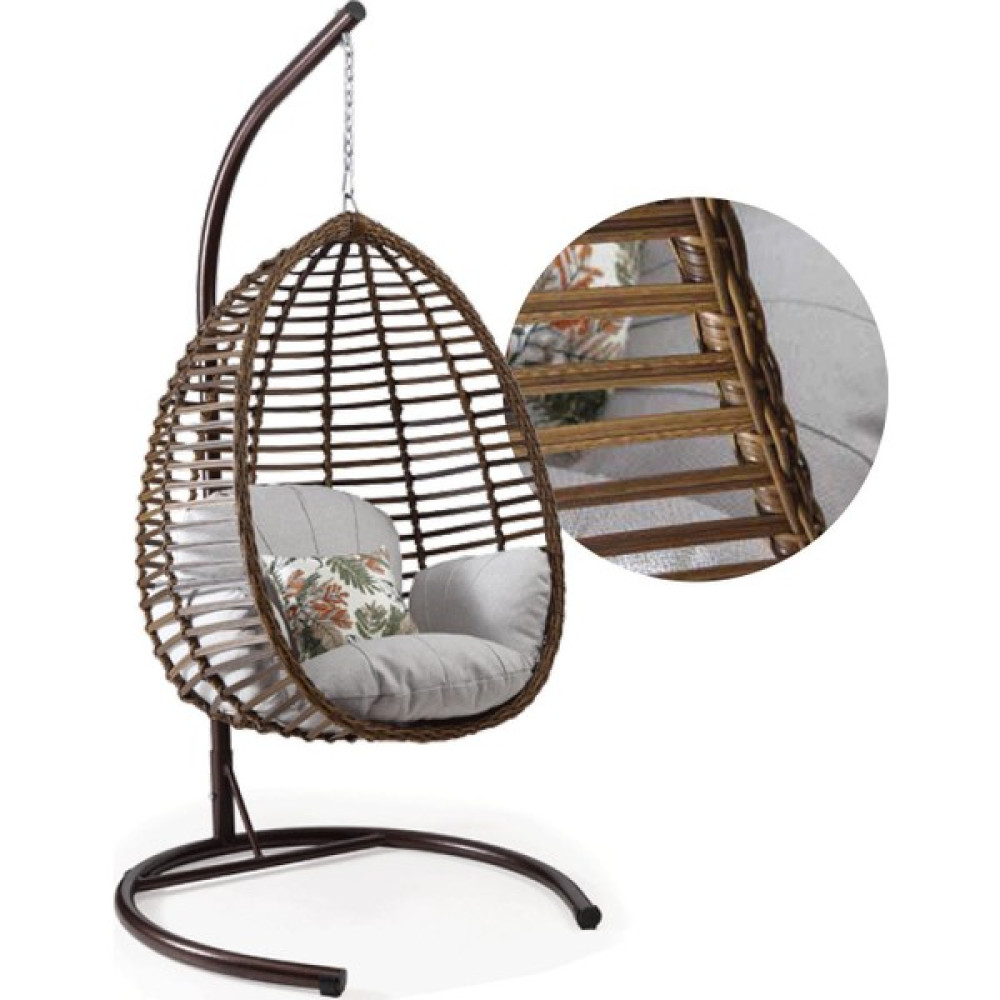 Capri Swing Gümbet Tekli Rattan Bahçe Balkon Salıncağı - Kahverengi Bahçe Salıncağı Fiyatı