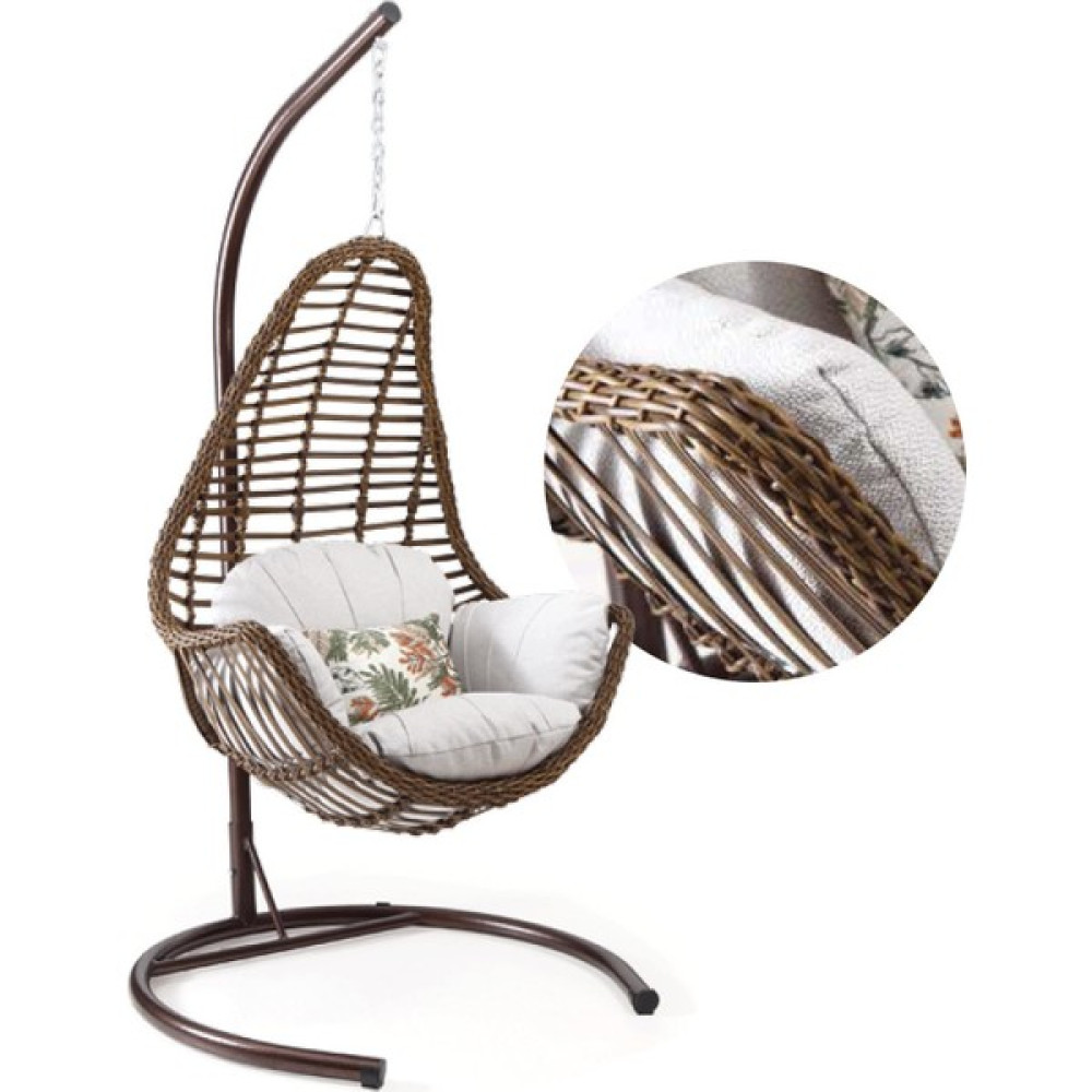Capri Swing Milas Tekli Rattan Bahçe Balkon Salıncağı - Kahverengi Bahçe Salıncağı Fiyatı