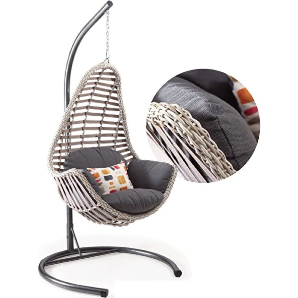 Capri Swing Milas Tekli Rattan Bahçe Balkon Salıncağı - Kırık Beyaz Bahçe Salıncağı Fiyatı