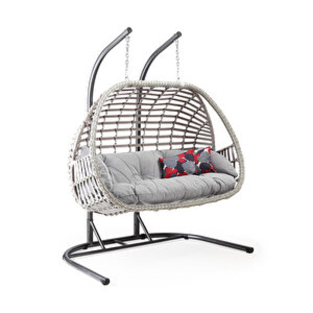 Capri Swing Oylat Çift Kişilik Rattan Bahçe Balkon Salıncağı Beyaz Bahçe Salıncağı Fiyatı