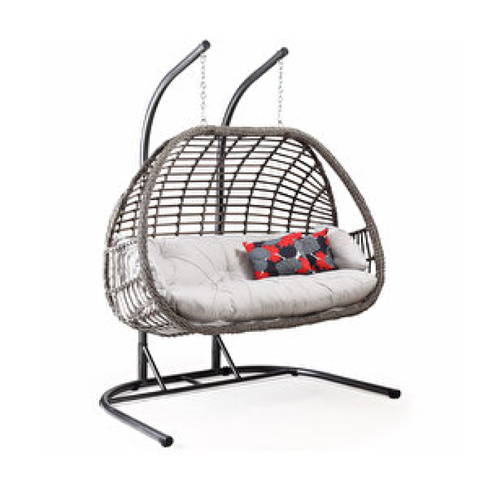 Capri Swing Oylat Çift Kişilik Rattan Bahçe Balkon Salıncağı Gri Bahçe Salıncağı Fiyatı