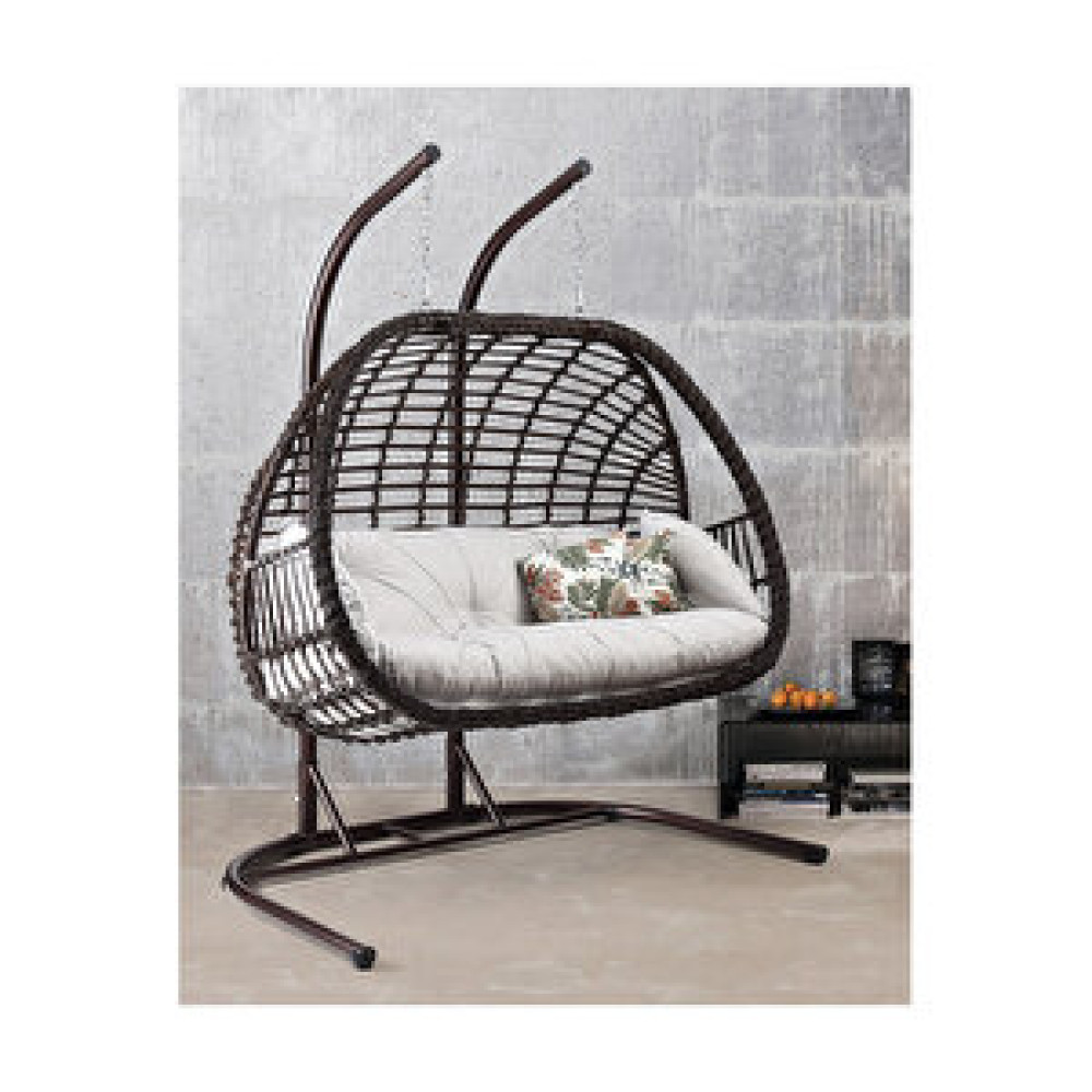 Capri Swing Oylat Çift Kişilik Rattan Bahçe Balkon Salıncağı Kahverengi Bahçe Salıncağı Fiyatı