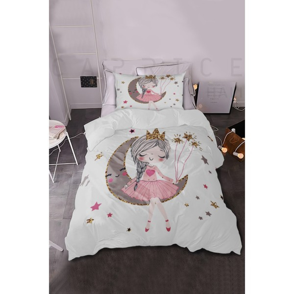 Caprice Halı Sevimli Ayda Oturan Kız Çocuk Nevresim Takımı - 160 x 220 cm - Beyaz Bebek Nevresim Takımı Fiyatı