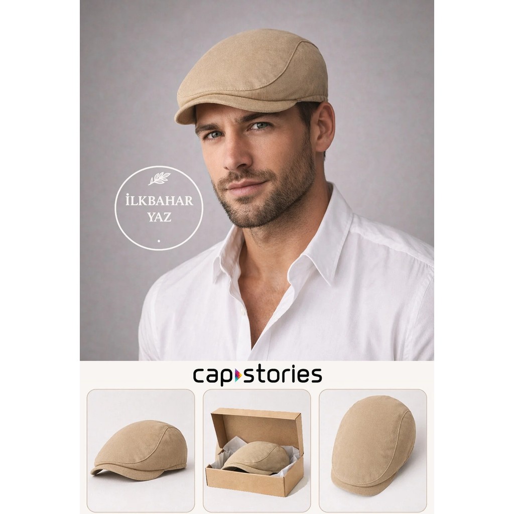 Capstories Erkek Bej Kasket Şapka – Ilkbahar Yaz, Premium Işçilik, Standart Beden (M-L Uyumlu) Erkek Şapkası Fiyatı