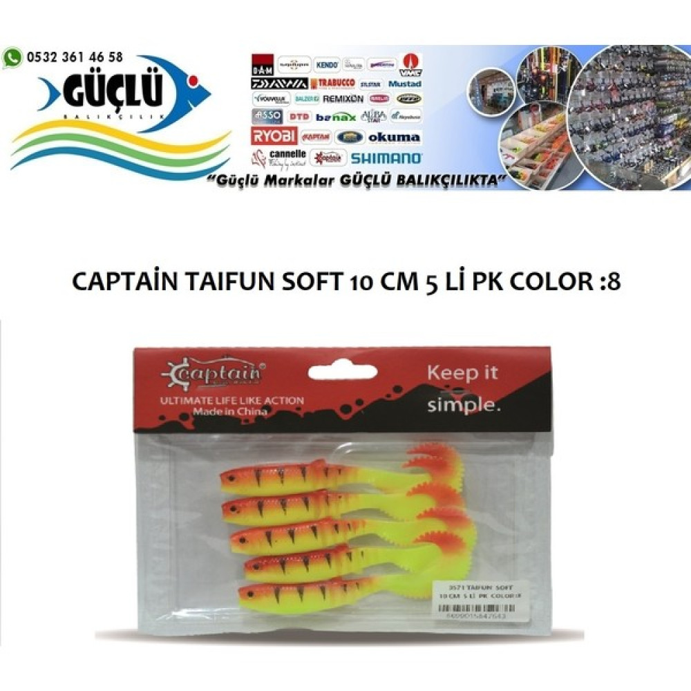 Captain Levrek Turna Silikonu Captaın Taıfun Soft 10 cm 5 Li Pk Renk :8 Oto Boyaları Fiyatı