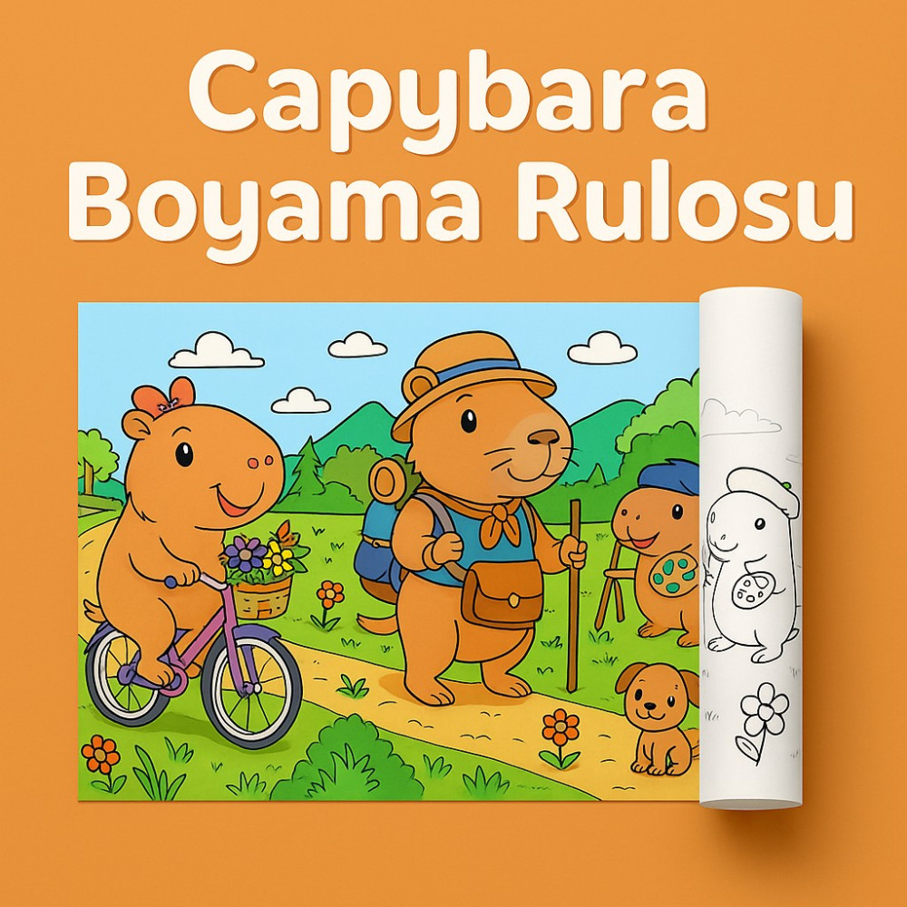 Capybara Boyama Rulosu – 3 Metre Sevimli Capybara Karakterleri | Çocuklar için Uzun Boyama Kağıdı Diğer Fiyatı
