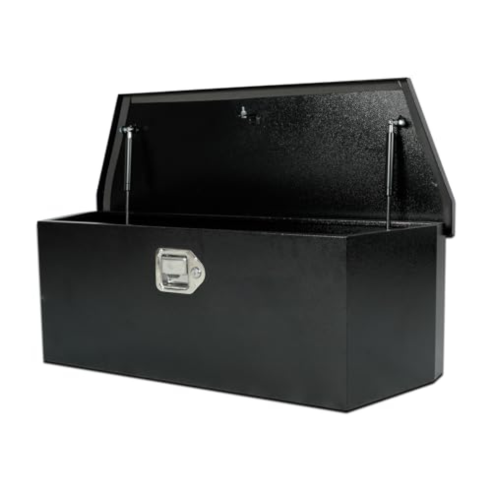 caqeg 35" x 12" x 12" Trailer Tongue Tool Box, Steel Storage Truck Tool Box Chest Organizer w/Lock and Keys For Pickup,Truck Bed, RV, Trailer,Heavy Duty Waterproof Black Toolbox