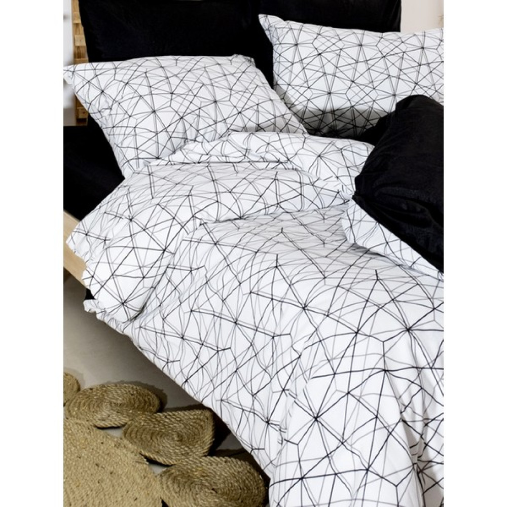 Caqqa Genç & Çocuk Odası Tek Kişilik Pamuk Lastikli Çarşaflı Nevresim Takımı - 100 x 200 cm - Beyaz - Siyah Bebek Nevresim Takımı Fiyatı