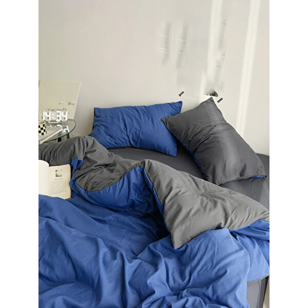 Caqqa Tek Kişilik Lastikli Çarşaflı Nevresim Takımı | Lacivert - Gri - 90 x 200 cm Nevresim Takımı Fiyatı