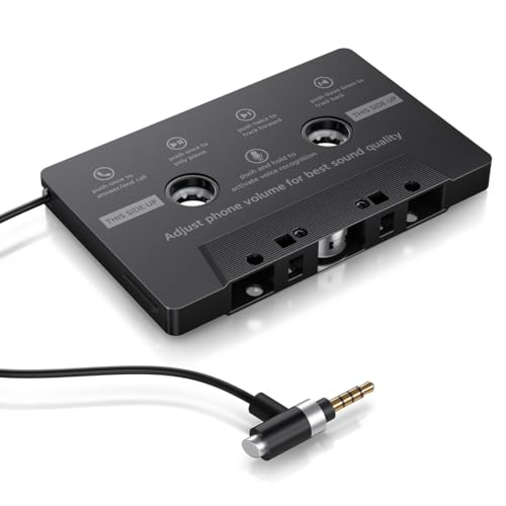 Car Cassette AUX Adapter with Hands-Free Calling – Great for Old Car Stereo – Compatible with Smartphones and MP3 Players