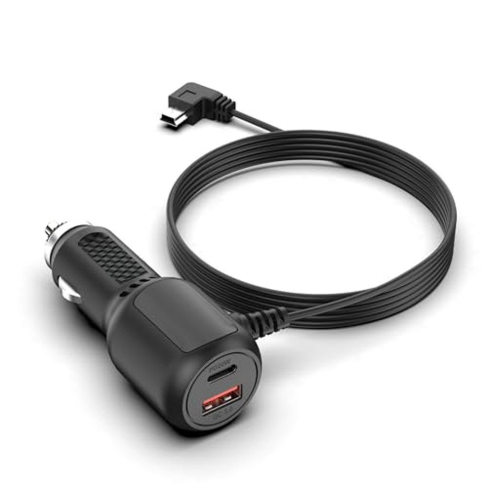 Car Charger for Garmin Nuvi GPS,Replacement for Garmin GPS Power Cord,Mini USB Car Charger Dual Port,USB Charging Cable for RV,zumo,eTrex,DriveSmart Series GPS,Black