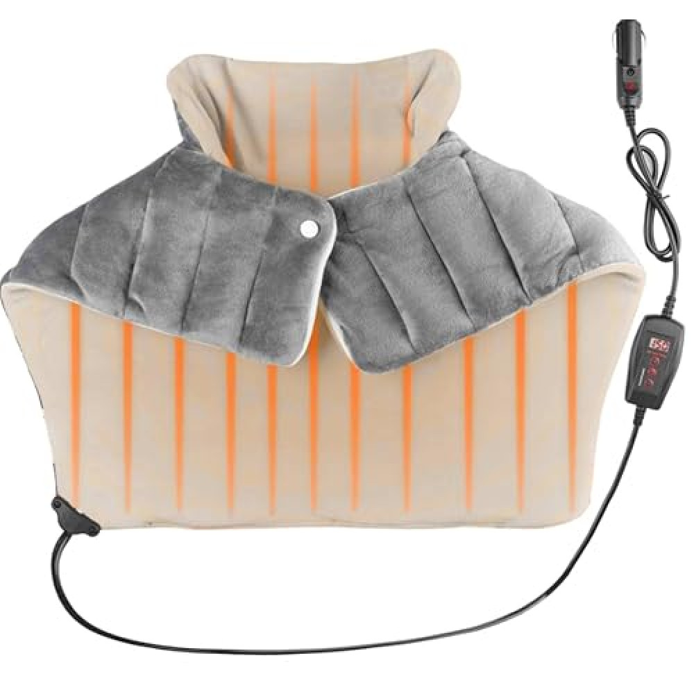 Car Electric Heating Blanket for Neck, Shoulder and Back, 12 Volt Weighted Electric Heated Pad for Pain Relief, 45min Auto Shut Off, Christmas Gifts for Women Men