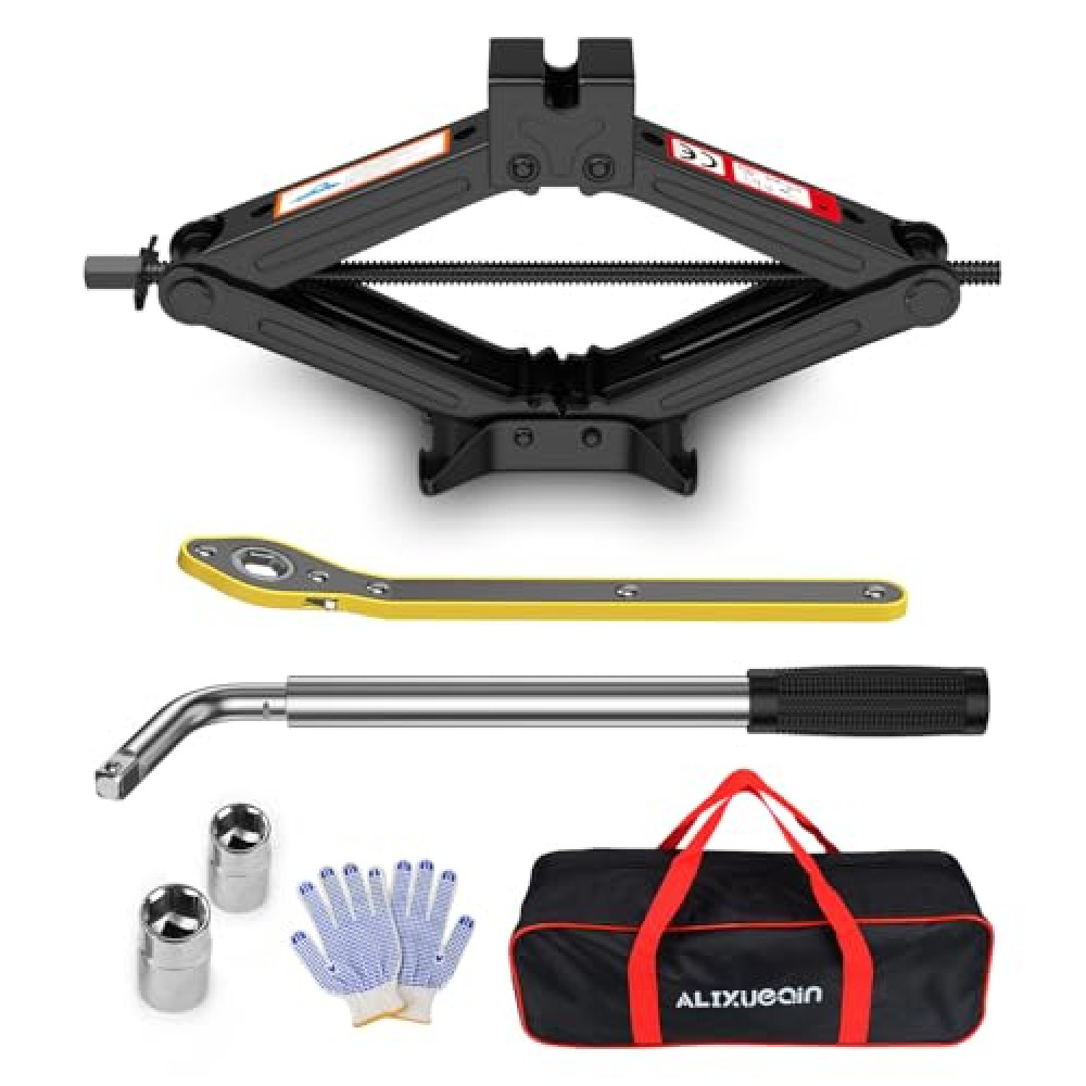 Car Jack Kit, Scissor Jack for Car 2 Ton (4409 lbs), Tire Jack Changing Kit with Lug Wrench for Sedan SUV Jack Fiyatı