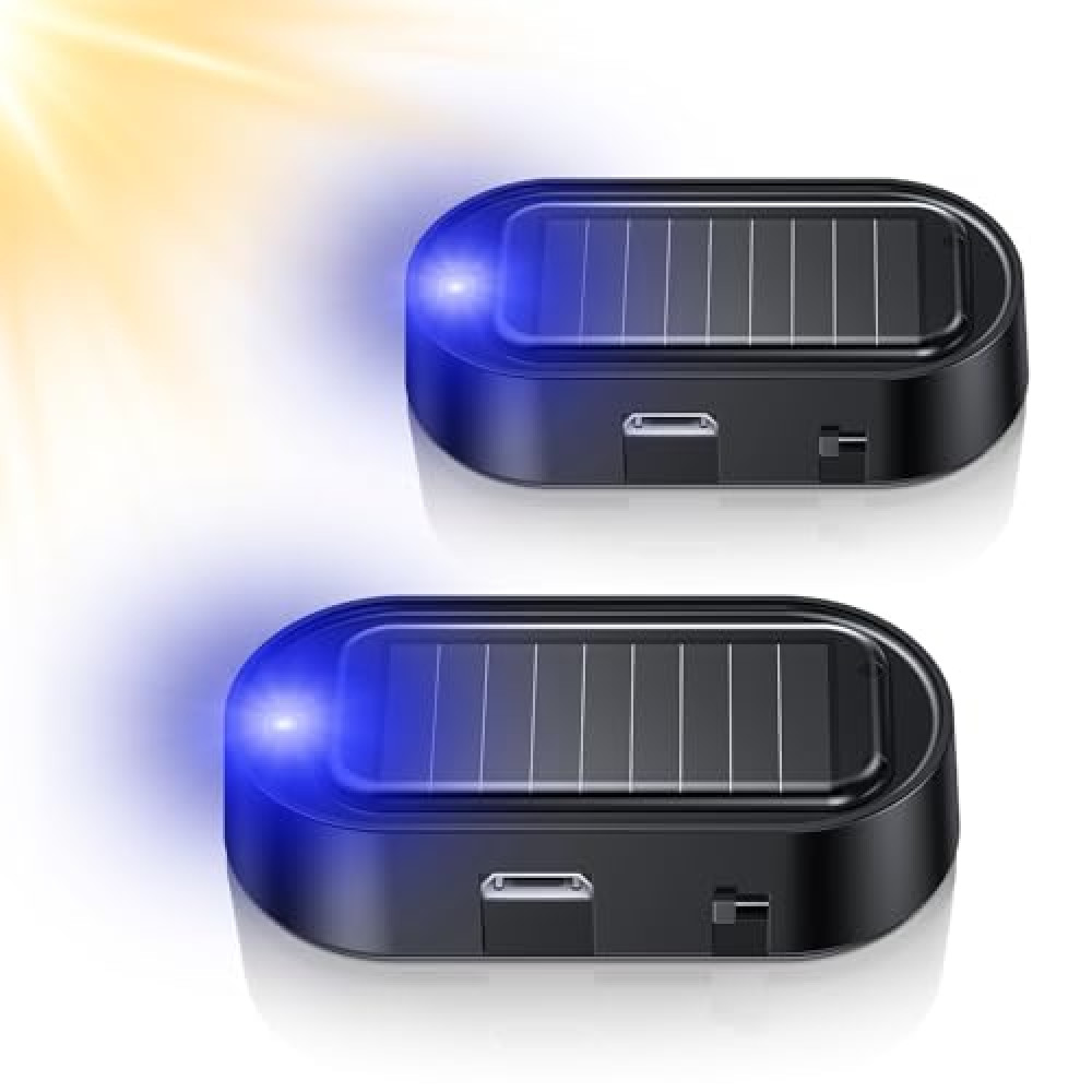 Car Solar Power Simulated Dummy Alarm, Vehicle Security Anti-Theft LED Flashing Fake Lamp with Light Sensor, Car Alarm Light for SUV, RV, Truck Car Alarm & Security Fiyatı