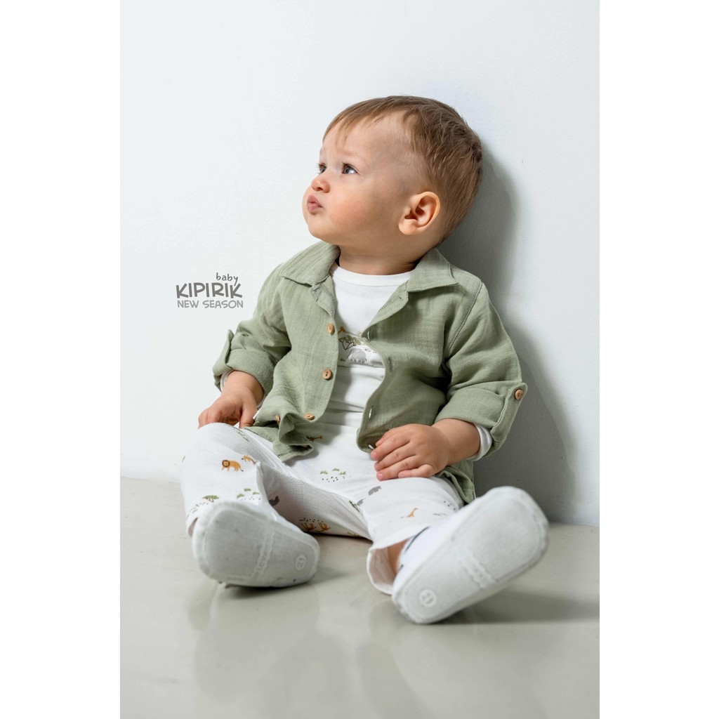 Caramell 3'lü Bebek Takımı Müslin Gömlek Pantalon Tişört Zürafa Desenli Giyim & İç Giyim Fiyatı