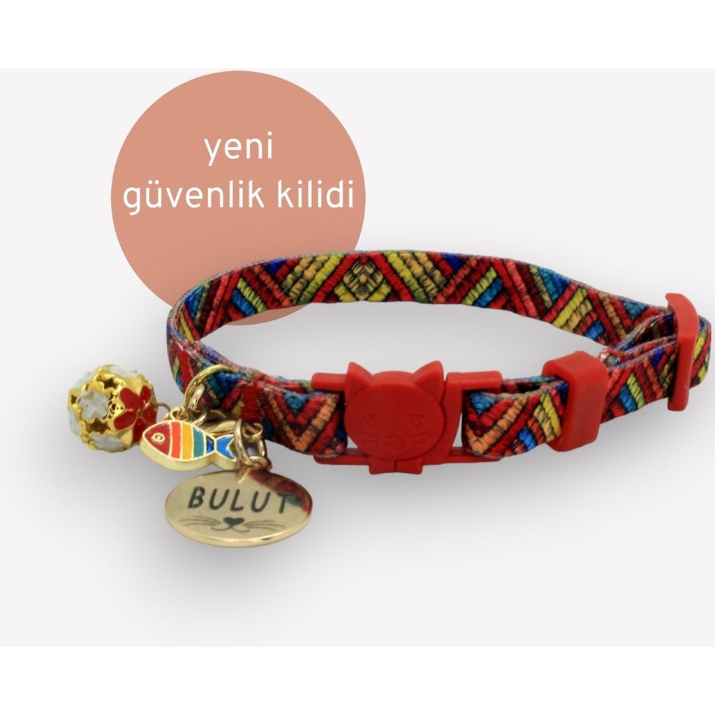 Caramelos Güvenlik Kilitli Kedi Tasması 1 cm - Kırmızı Evcil Hayvan Ürünleri Fiyatı