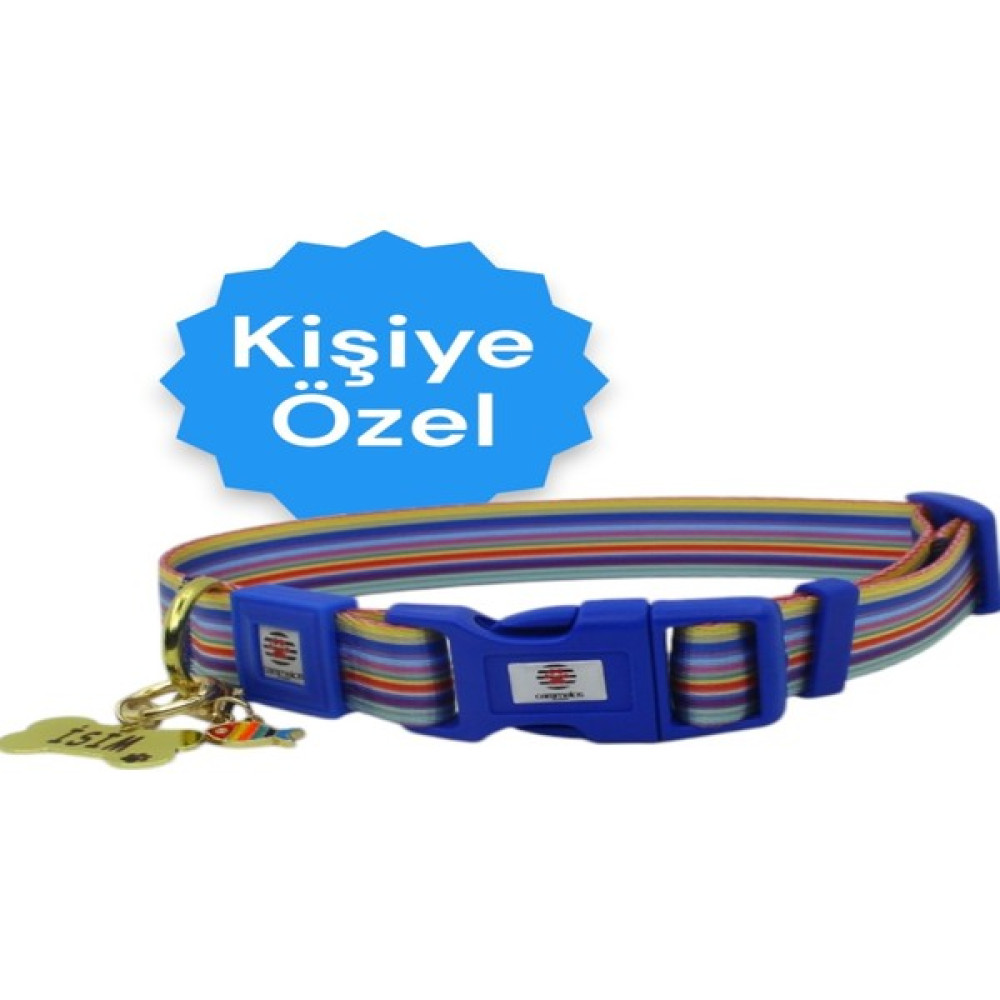 Caramelos Isimli Köpek Tasması, Orta ve Büyük Irk, Çelik Isimlikli, Kişiye Özel Tasma 2,5 cm - S - Koyu Mavi Evcil Hayvan Ürünleri Fiyatı