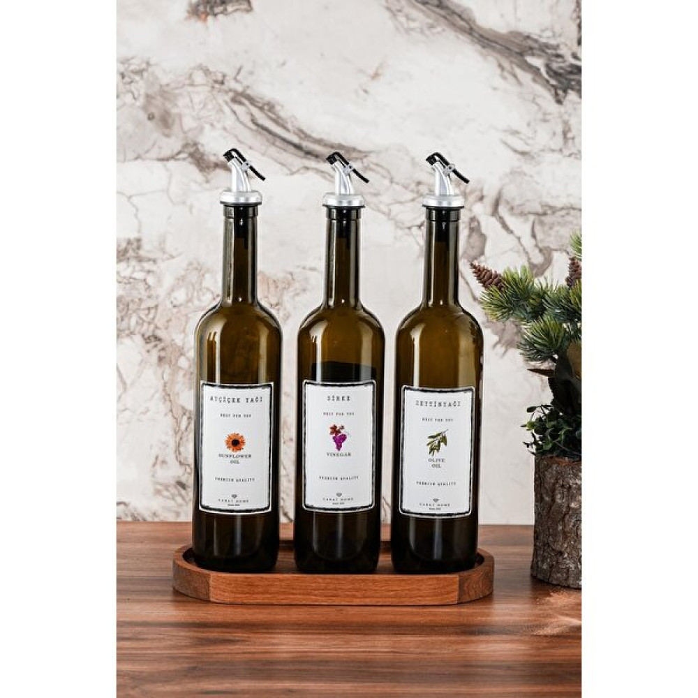 Carat Home Ahşap Standlı Zeytinyağı Ayçiçek Yağı Sirke Şişesi Yağdanlık 3lü Set 750ML Carat Gurme Mutfak Gereçleri Fiyatı
