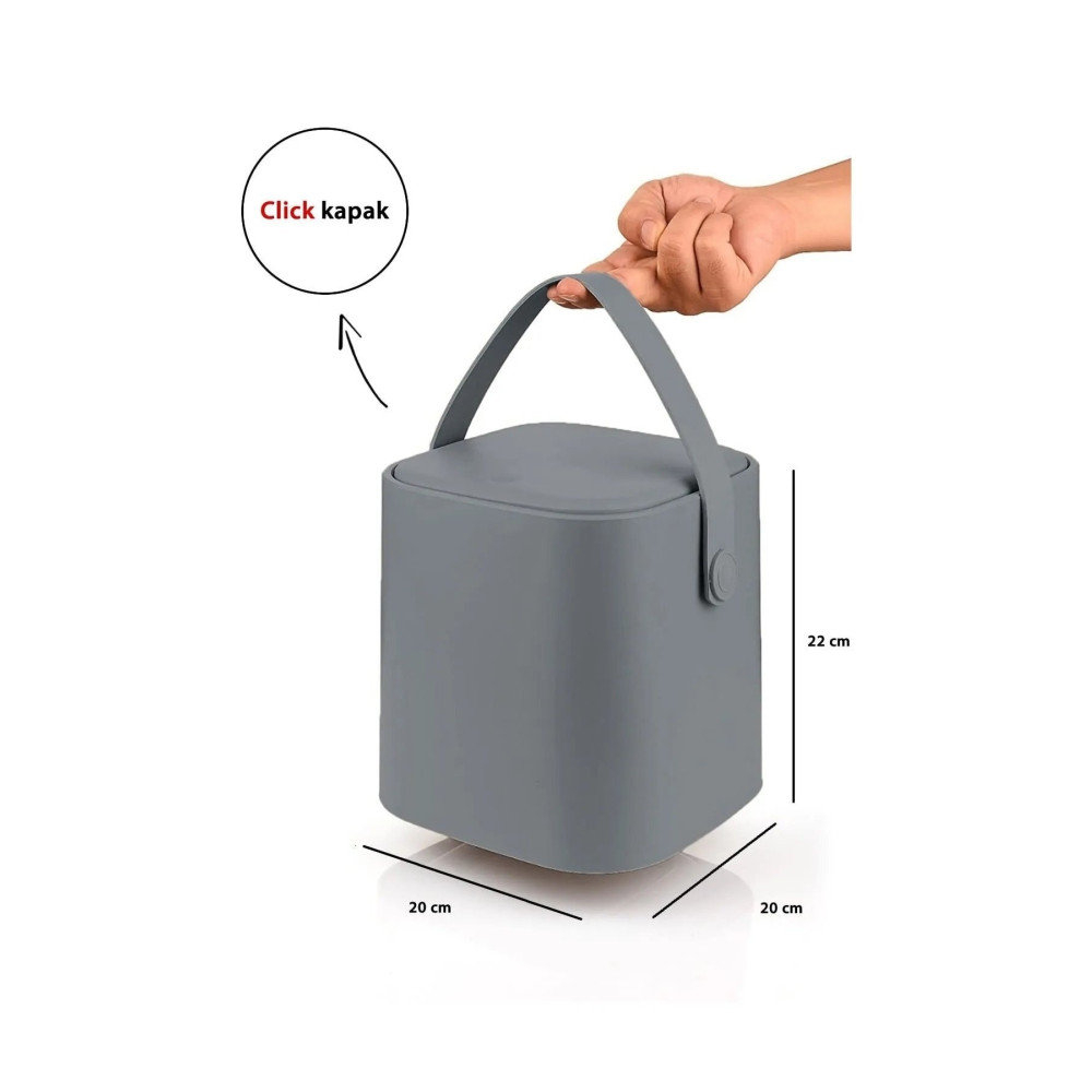 Carat Home Click Kapaklı Tutma Saplı Iç Kovalı Tezgah Üst Mutfak Çöp Kovası 4 Lt - Gri Mobilya & Dekorasyon Fiyatı