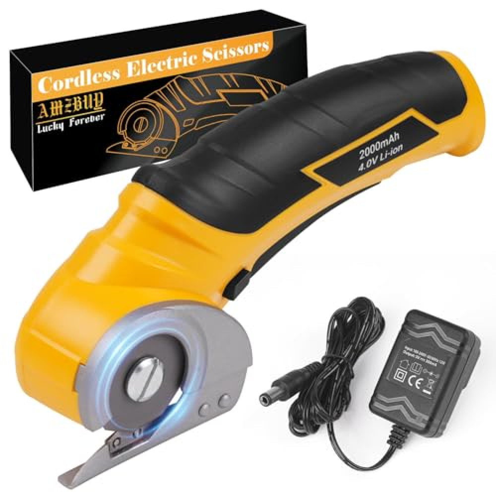 Cardboard Cutter Cordless Electric Scissors Rotary Cutter Carpet Cutter Tool for Cutting Box Plastic Leather Vinyl, Rechargeable with Safety Lock, Gifts for Men Women Adults Crafter Tailor Household