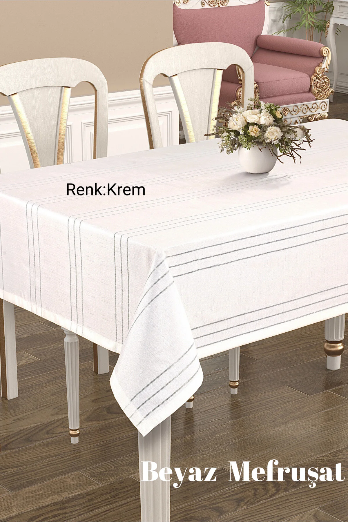 Cardea Krem Keten Dokuma Dertsiz Masa Örtüsü 160 x 300 Beden Masa Örtüsü Fiyatı