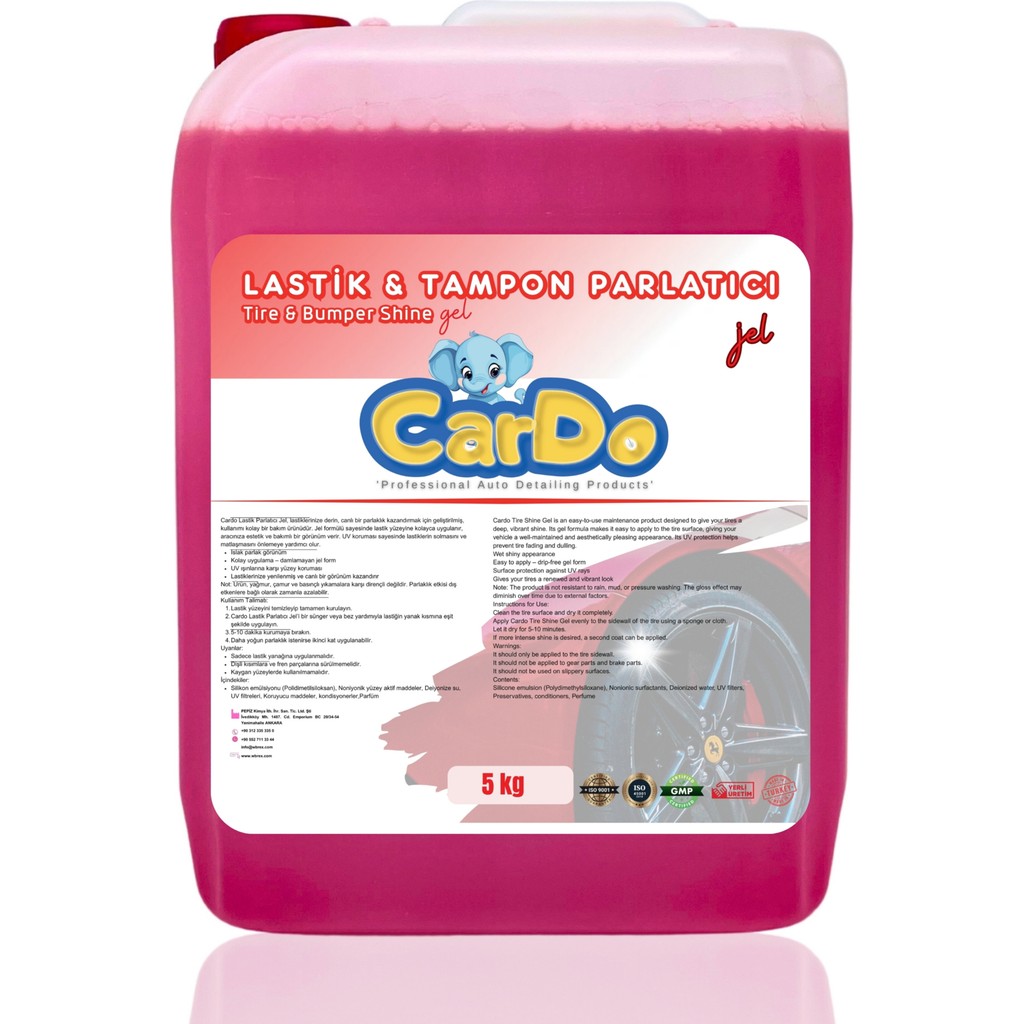 Cardo Premium Lastik Parlatıcı Kırmızı Jel Lastik Jeli Avantajlı 5 kg - 5 lt Bulaşık Yıkama Fiyatı