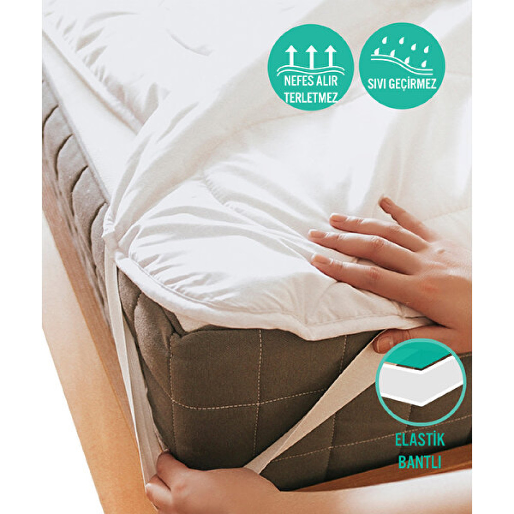 Caretex Kapitone Elastik Bantlı Su Sıvı Geçirmez Yatak Koruyucu Alez - Beyaz - 90 x 190 cm Alez / Yatak Koruyucu Fiyatı