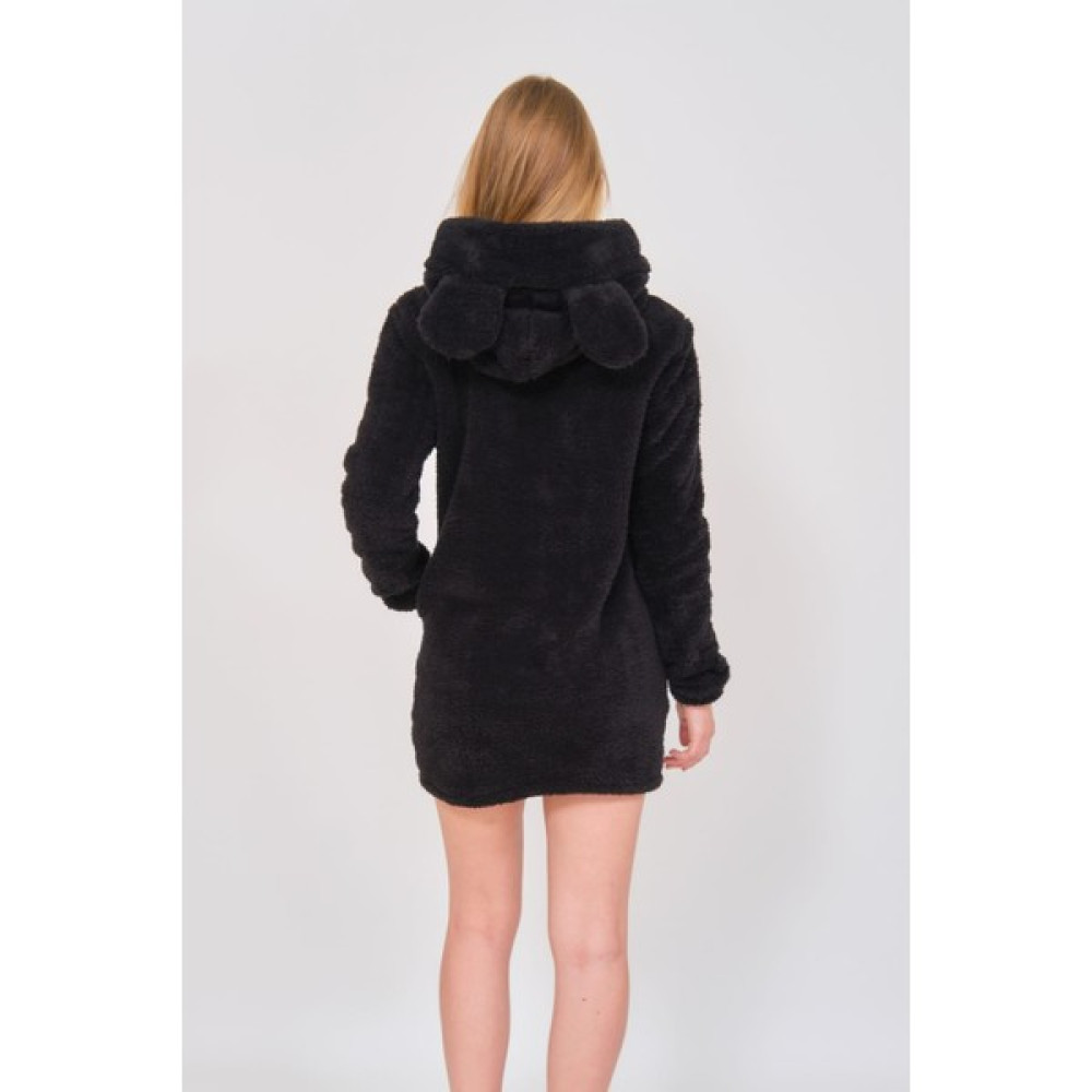 Carino Siyah.peluş ,elbise,kanguru Cep,kapüşon,mıckey Kulak, Bayan Sweatshirt Fiyatı