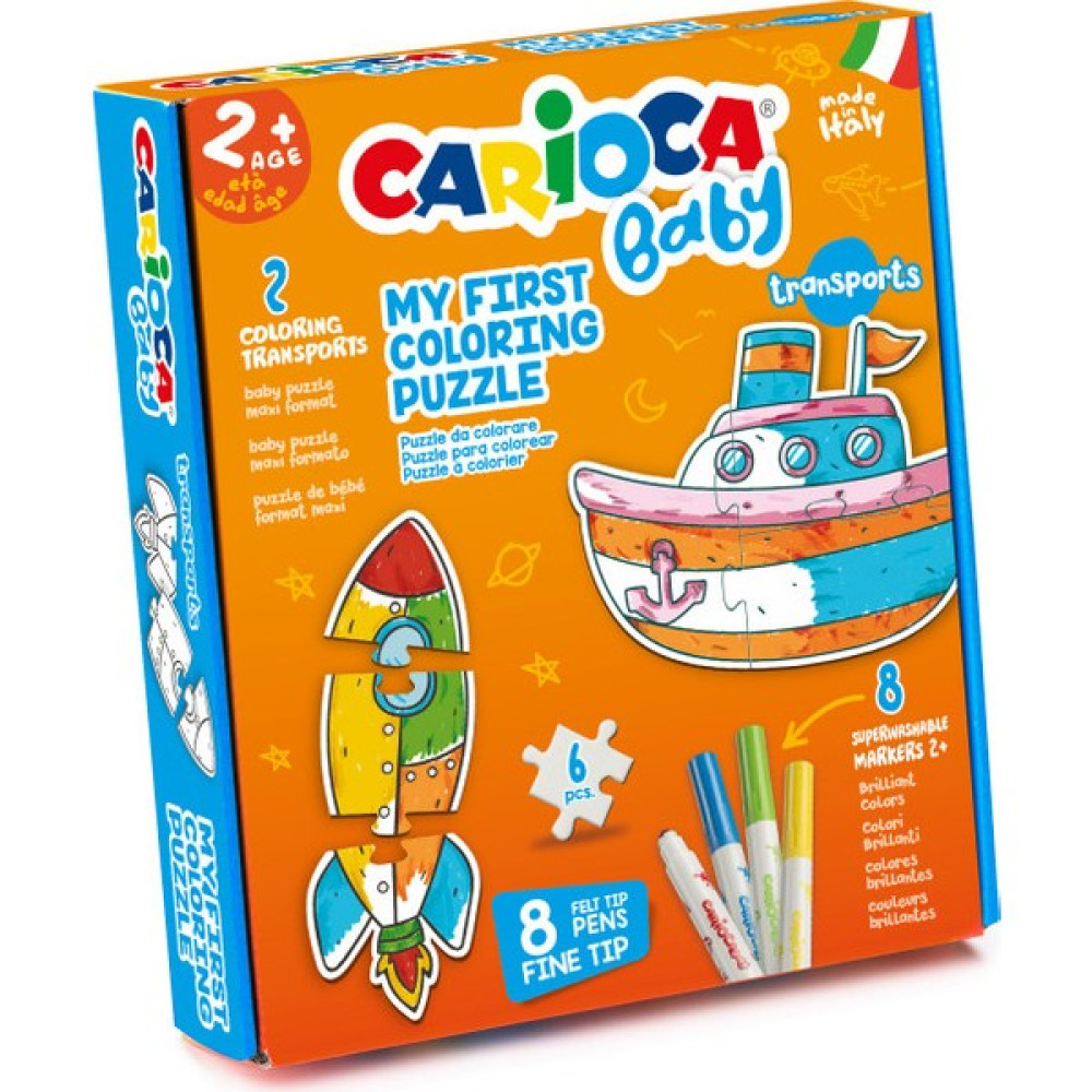 Carioca Boyanabilir Bebek Puzzle Taşıtlar +2 Yaş (8 Adet Bebek Keçeli) 6Parça Keçe Uçlu Kalem Fiyatı