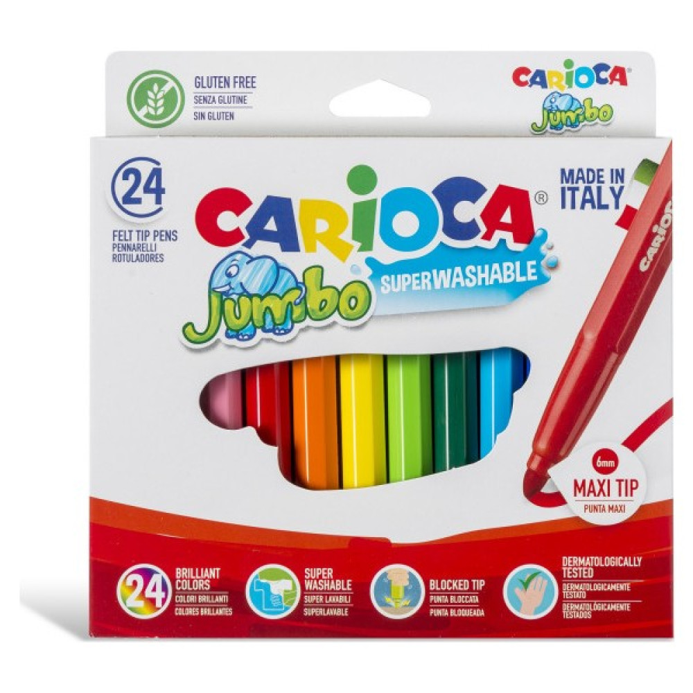 Carioca Jumbo Yıkanabilir Keçeli Boya Kalemi 24'Lü Keçe Uçlu Kalem Fiyatı
