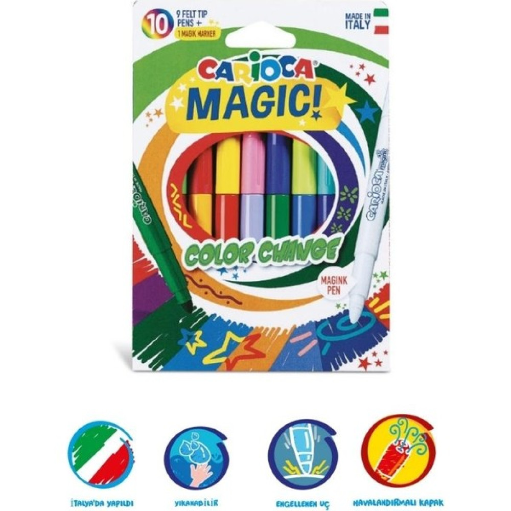 Carioca Magic - Renk Değiştiren Sihirli Keçeli Boya Kalemi (9 Renk +1 Renk Değiştirici) Keçe Uçlu Kalem Fiyatı