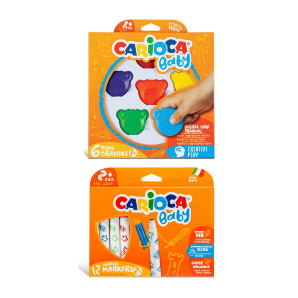 CARIOCA Teddy Şekilli Kirletmeyen Mum Boya Carioca Jumbo Bebek Süper Yıkanabilir Keçeli Boya Pastel Boya Fiyatı