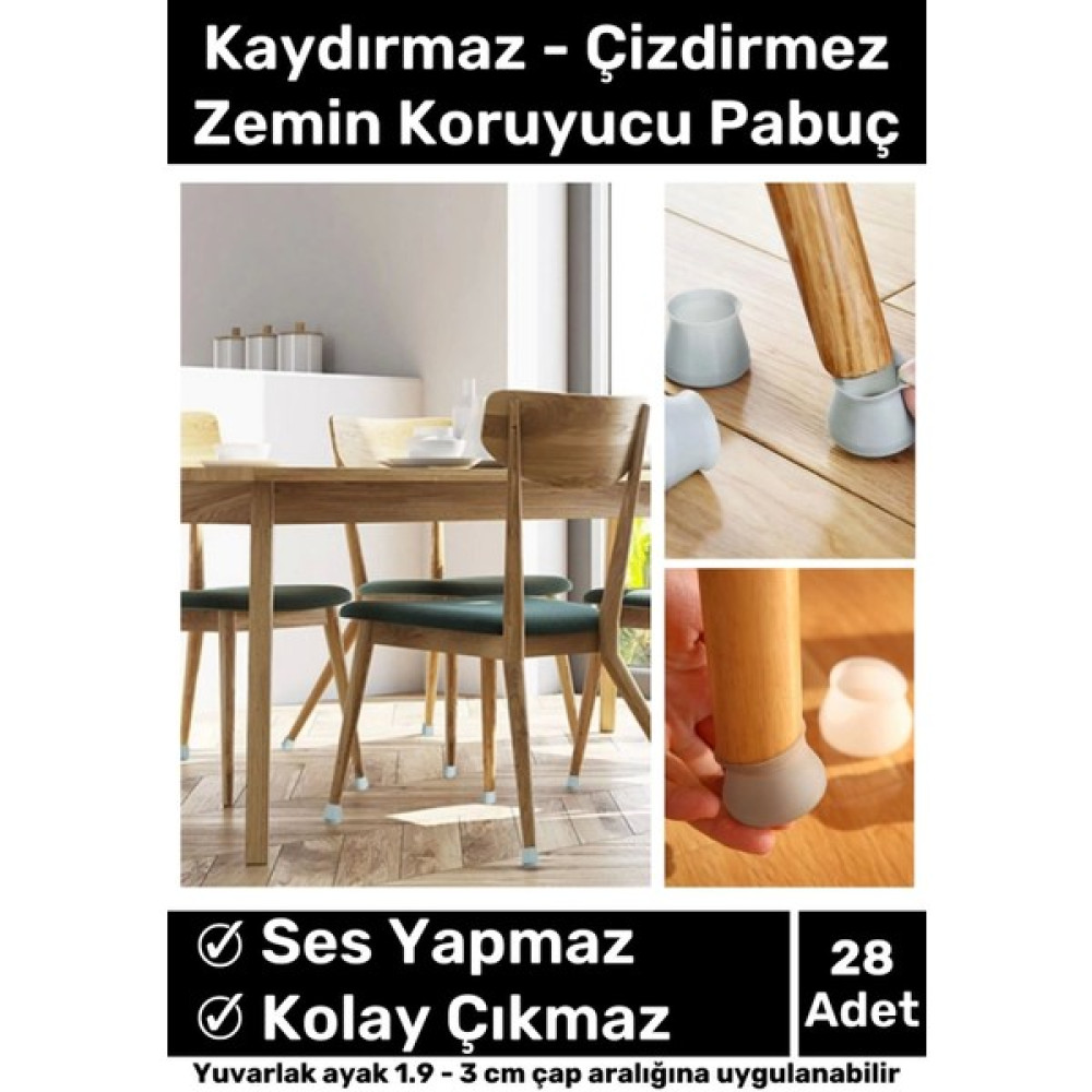 Carlburn Premium Kaydırmaz Çizdirmez Mobilya Masa Sandalye Zemin Koruyucu Silikon Pabuç Ayak Kılıf 28 Adet Nalburiye & Hırdavat Fiyatı