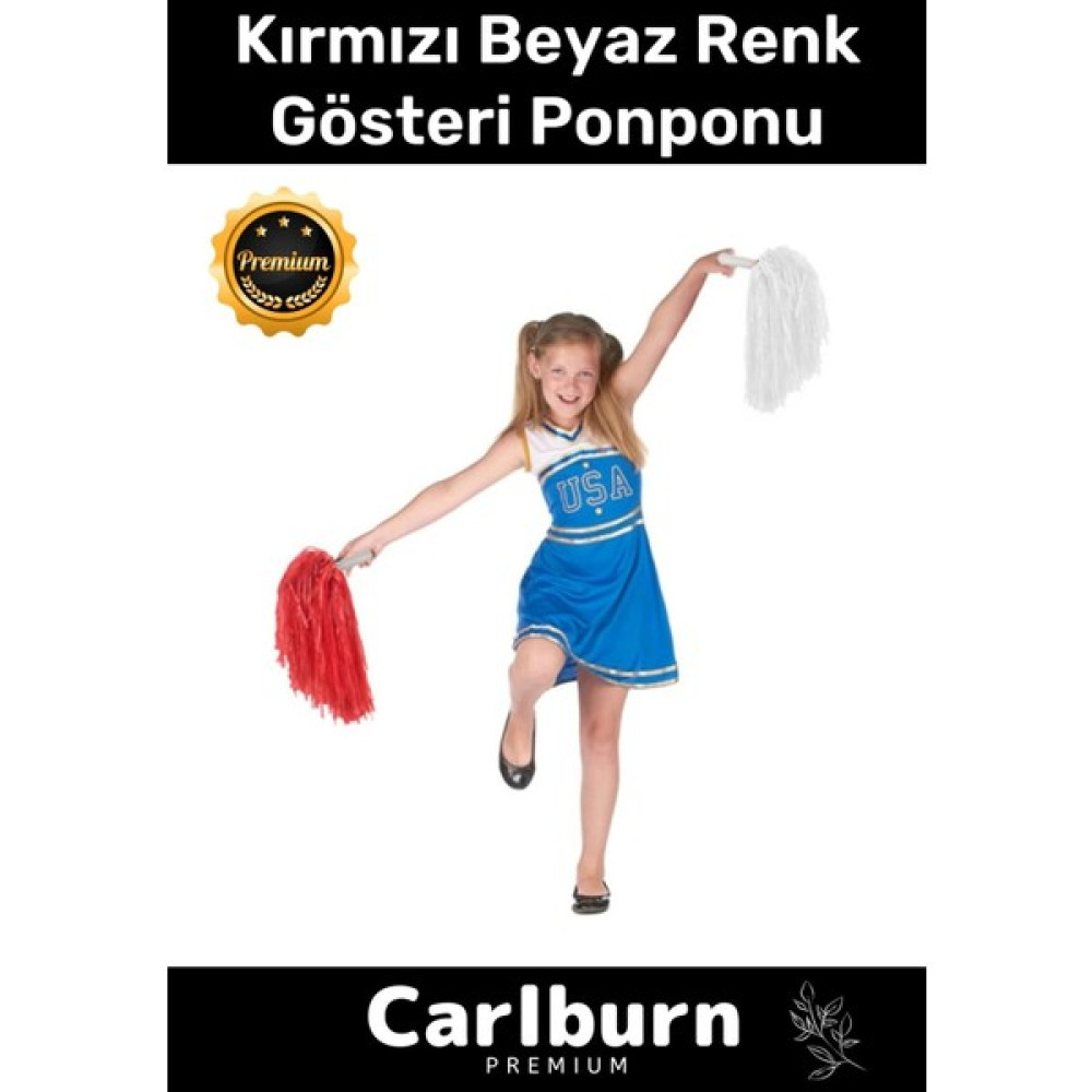 Carlburn Premium Seri Tutma Yerli Rahat Sağ ve Sol El 2 Adet 25 cm Amigo Gösteri Ponponu Çift - Kırmızı Beyaz Oyuncak Fiyatı